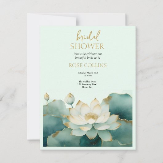 Personaliseer Bruidsfeest Lotus goud Kaart (Voorkant)