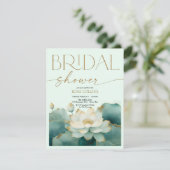 Personaliseer Bruidsfeest Lotus goud Kaart (Staand voorkant)