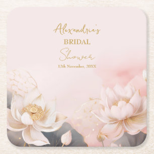 Personaliseer Bruidsfeest Roze Lotus Nr 7 Kartonnen Onderzetters