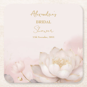 Personaliseer Bruidsfeest Roze Lotus Nr 8 Kartonnen Onderzetters