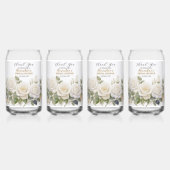 Personaliseer Bruidsfeest Witte Rozen Blikvorm Glas (Achterkant)
