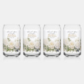 Personaliseer Bruidsfeest Witte Rozen Blikvorm Glas (Voorkant)