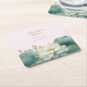 Personaliseer Bruidsmeisje Feest Lotus goud roze Kartonnen Onderzetters (Schuin)
