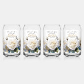 Personaliseer Bruiloft Feest Witte Rozen Blikvorm Glas (Achterkant)