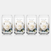 Personaliseer Bruiloft Feest Witte Rozen Blikvorm Glas (Voorkant)