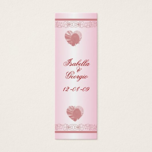 Personaliseer bruiloft gunst harten & kant Bladwij Mini Visitekaartjes (Voorkant)