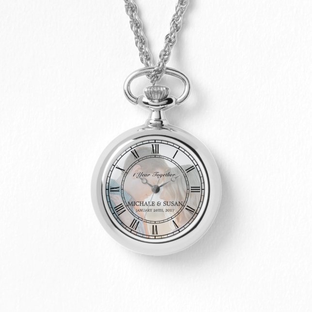 Personaliseer bruiloft Jubileum vrouw (uw foto) Horloge (Voorkant)