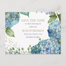 Personaliseer Bruiloftsdouche Blauwe Hortensia Aankondigingskaart
