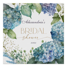 Personaliseer Bruiloftsdouche Blauwe Hortensia's