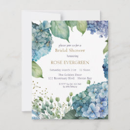 Personaliseer Bruiloftsfeest Blauwe Hortensia Kaart