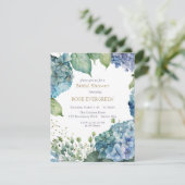 Personaliseer Bruiloftsfeest Blauwe Hortensia Kaart (Staand voorkant)