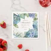 Personaliseer Bruiloftsfeest Blauwe Hortensia Welk Servet (Insitu)