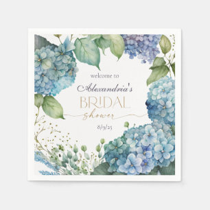 Personaliseer Bruiloftsfeest Blauwe Hortensia Welk Servet