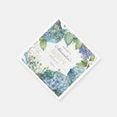 Personaliseer Bruiloftsfeest Blauwe Hortensia Welk Servet (Hoek)