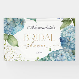 Personaliseer Bruiloftsfeest Blauwe Hortensia's Spandoek