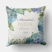 Personaliseer Bruiloftsfeest Blauwe Hydrangea Welk Kussen (Achterkant)