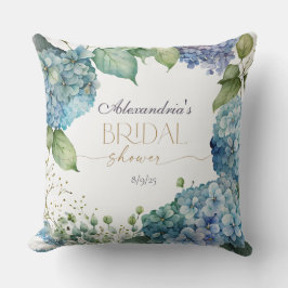 Personaliseer Bruiloftsfeest Blauwe Hydrangea Welk Kussen