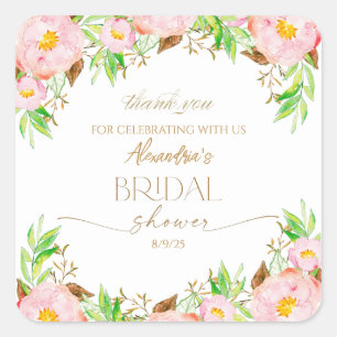 Personaliseer Bruiloftsfeest Bloemen Dank je wel Vierkante Sticker