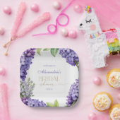 Personaliseer Bruiloftsfeest Lavendel Hydrangea's Papieren Bordje (Feest)