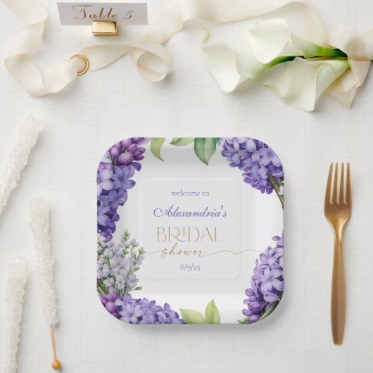 Personaliseer Bruiloftsfeest Lavendel Hydrangea's Papieren Bordje (Huwelijk)
