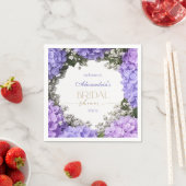 Personaliseer Bruiloftsfeest Lavendel Hydrangea's Servet (Insitu)