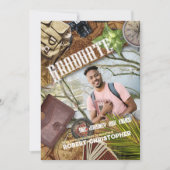 Personaliseer bruin avonturierthema Afstuderen Kaart (Voorkant)