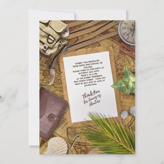 Personaliseer bruin avonturierthema Afstuderen Kaart (Achterkant)