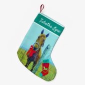Personaliseer bruine paardenboog met kerstmis kleine kerstsok (Voorkant (Hangend))