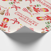 Personaliseer Brunette Girl Elf Cadeaupapier (Hoek)