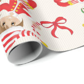 Personaliseer Brunette Girl Elf Cadeaupapier (Rol Hoek)