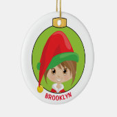 Personaliseer Brunette Girl Elf Keramisch Ornament (Rechts)