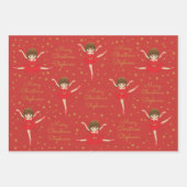Personaliseer Brunette Kerstballerina Inpakpapier Vel (Voorkant 2)