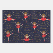 Personaliseer Brunette Kerstballerina Inpakpapier Vel (Voorkant)