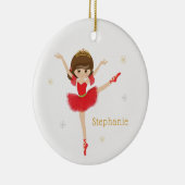 Personaliseer Brunette Kerstballerina Keramisch Ornament (Rechts)