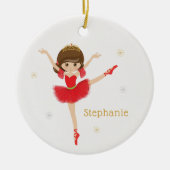Personaliseer Brunette Kerstballerina Keramisch Ornament (Voorkant)