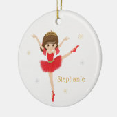 Personaliseer Brunette Kerstballerina Keramisch Ornament (Links)
