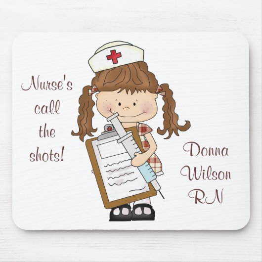 Personaliseer Brunette Nurse Gifts! Muismat (Voorkant)
