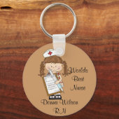 Personaliseer Brunette Nurse Gifts! Sleutelhanger (Voorkant)
