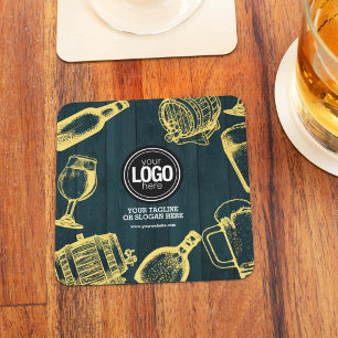 Personaliseer Business Dark Green Brewery Theme Bier Onderzetter