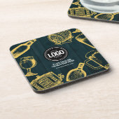 Personaliseer Business Dark Green Brewery Theme Bier Onderzetter (Linkerzijde)