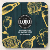 Personaliseer Business Dark Green Brewery Theme Bier Onderzetter (Voorkant)