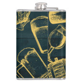 Personaliseer Business Dark Green Brewery Theme Heupfles (Achterkant)