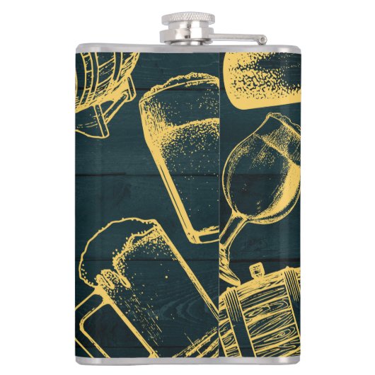 Personaliseer Business Dark Green Brewery Theme Heupfles (Achterkant)