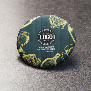 Personaliseer Business Dark Green Brewery Theme Ronde Button 4,0 Cm