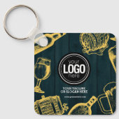 Personaliseer Business Dark Green Brewery Theme Sleutelhanger (Voorkant)
