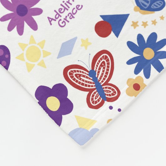 Personaliseer Butterfly Garden Fun Shapes Wit Fleece Deken (Hoek)