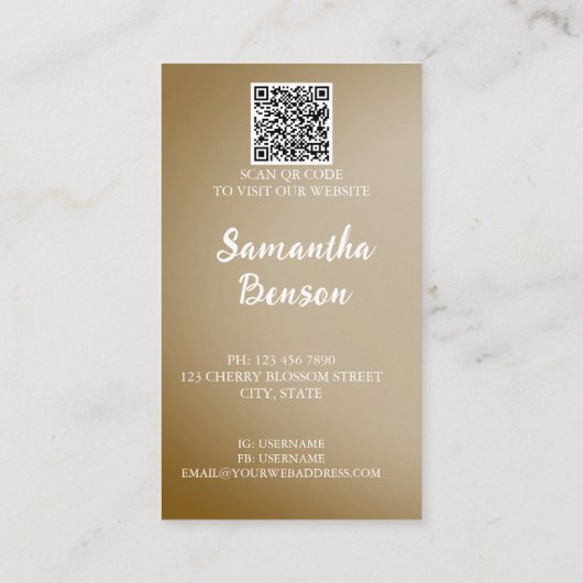 Personaliseer Butterfly Moon Sun Beige QR-code Visitekaartje (Achterkant)