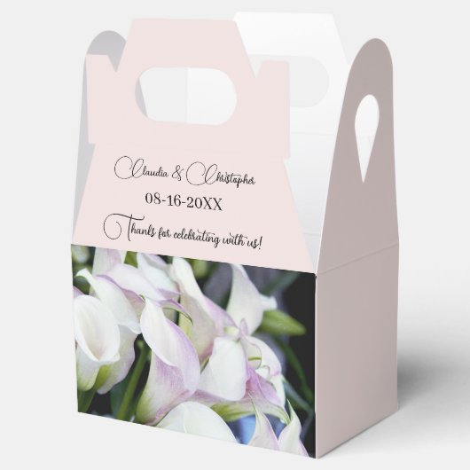 Personaliseer Calla Lily Foliage Petal Pink Weddin Bedankdoosjes (Geopend)