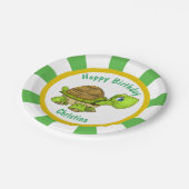 Personaliseer cartoon schildpad verjaarfeestje papieren bordje (Gekanteld)