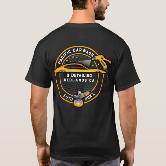Personaliseer Carwash Detailer Voor- en achterzijd T-shirt (Achterkant)